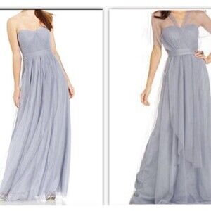 Adrianna Papell Infinity Dress Size 2 Strapless Tulle Convertible Gown in Slate